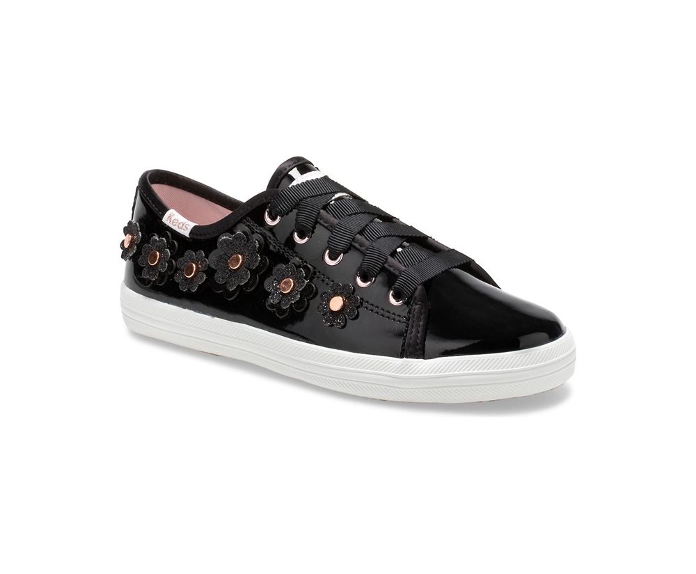 Basket Keds Enfant Noir - Kate Spade New York Kickstart Patent Cuir - 903-PMVFDE